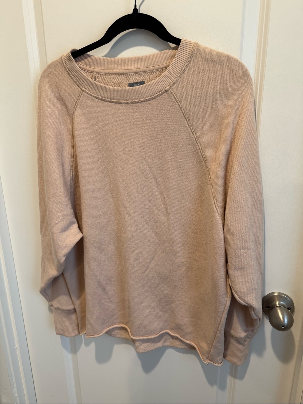 aerie Crewneck Sweater XS in tan oversized fits up to medium